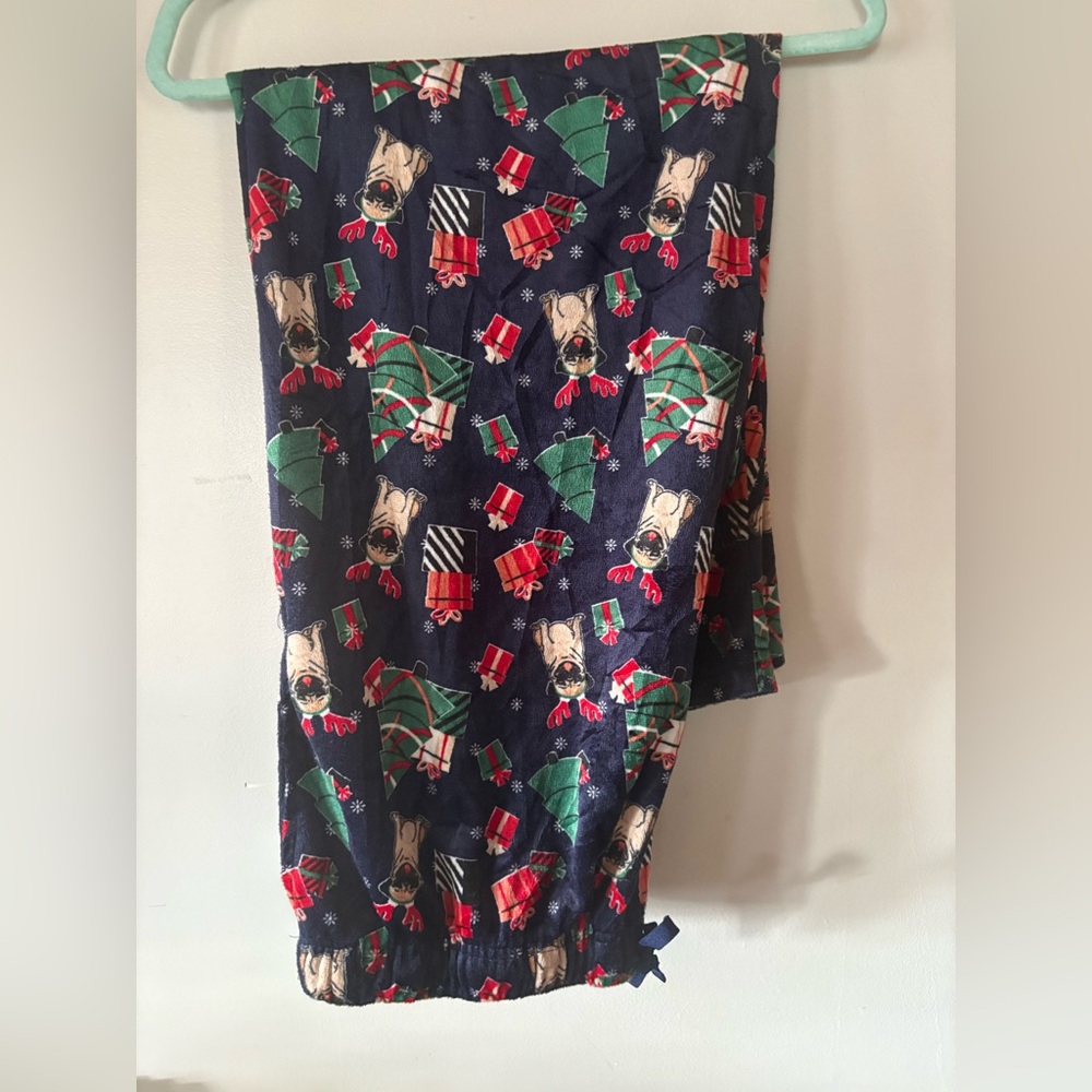 Festive Pug Dog Print Pajama Pants soft velvety feel cozy holiday Christmas 2XL